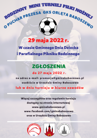 Plakat Rodzinnego Mini Turnieju Piłki Nożnej