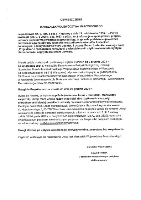 Obwieszczenie Marszałka Województwa Mazowieckiego dotyczące rozpoczęcia konsultacji z właścicielami i użytkownikami...